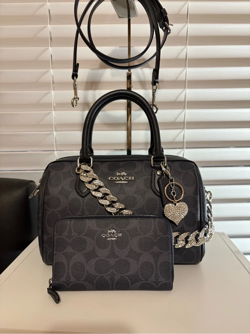 💙⛓️Coach Rowan Satchel Signature Canvas Blue Set.